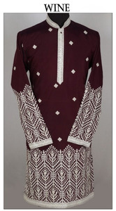 Men's Floral Thread Embroidery Cotton Kurta