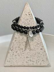 Fire Agate Bracelet Set - Blue