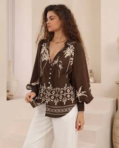 Clothing: Chocolate Palm Blouse