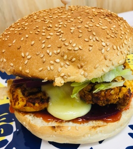 Cheesy Chicken Burger & chips