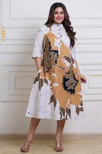 Golden floral batik dress