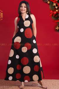 women-maxi-batik-dress: Circle Vibe Batik Designer Dress