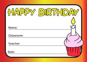 Resource Library Certificates: Certificate - Happy Birthday Style 1