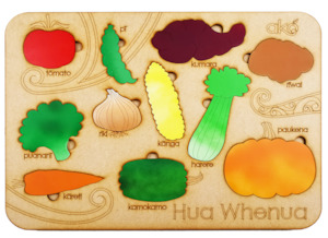 Hua Whenua (Vegetables) Large Wooden Puzzle