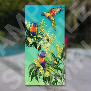 Australian Wildlife Art: Lorikeets Waterproof Outdoor Wall Art