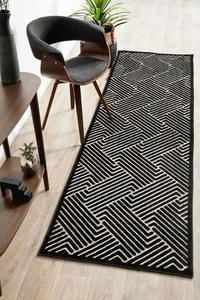 York: Aswan Cindy Black & Gold Runner Rug