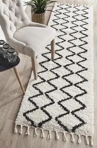 Lily Black & Cream Fringed Runner Rug