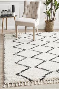 Roomvo: Lily Black & Cream Fringed Rug
