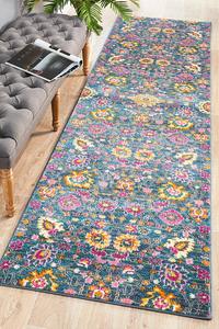 80x500cm: Yeter Vintage Look Blue Runner Rug