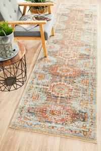 Orange: Artin Power Loomed Blue Runner Rug