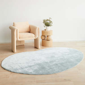 Soft Machine Washable Powder Blue Rug