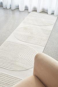 Top Ex: CONTEMPORARY PLAIN & TEXTURED ABBEY WHITE RUG RUNNER