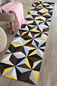 Crystal Designer Wool Blue Runner Rug