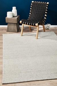 Sasha Wool Striped Rug Grey White
