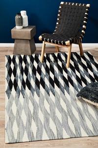 Studio: Sasha Grad Black Grey White Wool Rug-225X155cm