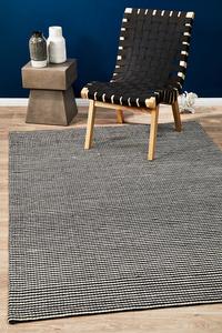 Sasha Wool Striped Rug Black White
