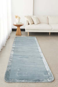 Hand-Tufted NZ Wool & Viscose Blue Runner Rug