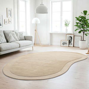 Asymmetrical Beige 100% NZ Wool Rug