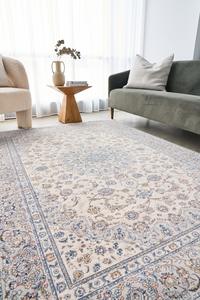 Mel: Persian Kashan Ivory Wool Rug