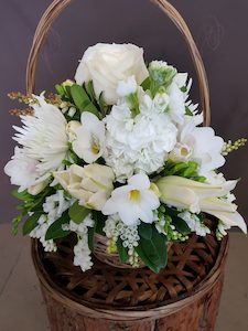 White Basket Arrangement - Albany Florist