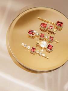 Accessories: Coco Hair Clip Set - Fuschia