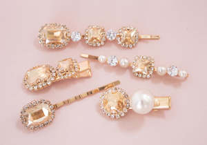 Accessories: Coco Hair Clip Set - Citrine