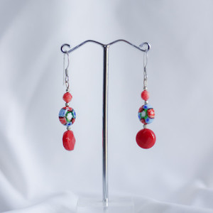 Products: Coral and Glass Bead Earrings