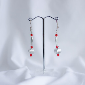 Red Swarovski and Silver Earrings