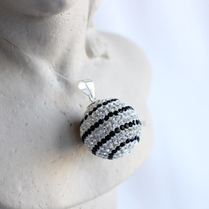 Cubic Zirconia Sterling Silver Disco Ball Pendant