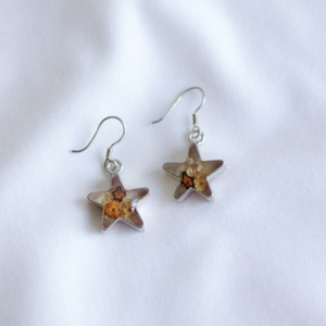 Lilac Pressed Flower Earrings - Large Star