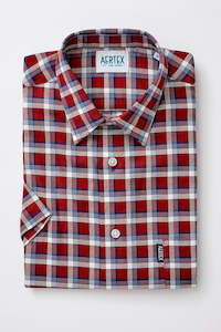 Ladies - Tops: Aertex Wells Navy Pink Check Short Sleeve Shirt