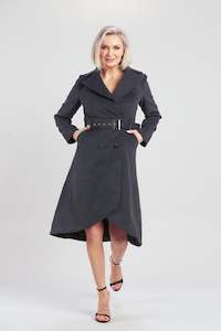 Ladies Coats Jackets: Pink Ruby  Dark Grey Cosi A-Line Coat