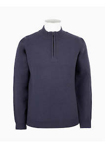 Rembrandt Knitwear: Rembrandt Mataura Indigo Blue 1/4 Zip Jersey