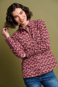 Brakeburn Thistle Cord Long Sleeve Shirt-Berry