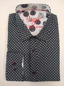 Sugar: Sugar Wicklow Geometric on Black Long Sleeve Shirt