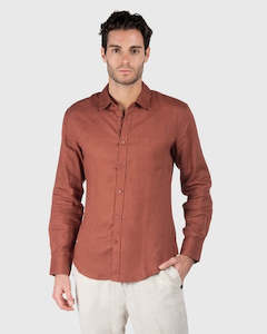 Coast Burnt Orange Pure Linen Long Sleeve Shirt