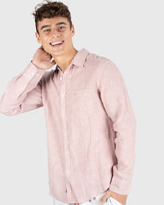 Coast Coral Pure Linen Long Sleeve Shirt