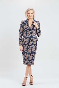 Pink Ruby: Pink Ruby Sublime Navy and Beige Skirt