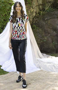 Maloka: Maloka Saxo Geometrique Short Sleeve Top