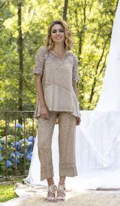 Maloka: Maloka Tippi Taupe Short Sleeve Top