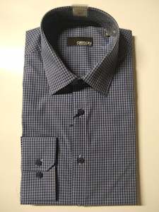 Gibson: Gibson Flame Navy and grey checked pattern Long Sleeve Shirt