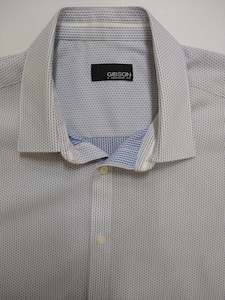 Gibson: Gibson Fierce White and Navy Spot Long Sleeve Business Shirt