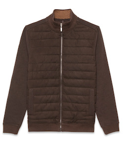 Guide London Modern Bomber Jacket with Zip - Brown