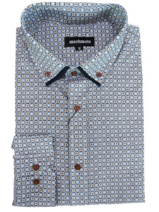 Mechmoto Stretch Geo Print Long Sleeve Shirt - Multi