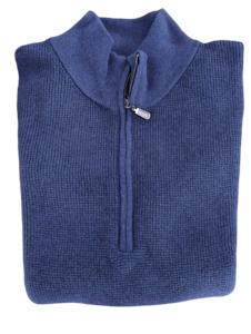 Mechmoto Navy Cotton Zip Neck Line Jumper