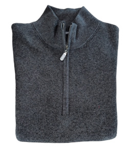 Mechmoto Charcoal Cotton Zip Neck Line Jumper