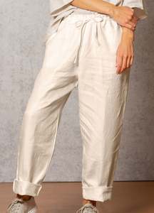 Noble Wilde Women's Twill Linen Pants - Sand