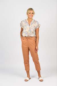 Vassalli 7/8 Length Elastic Waist Skinny Leg Pant - Spice