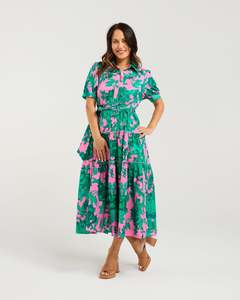 Ladies Dresses Skirts: Seduce Elise Midi Dress - Pink Jungle