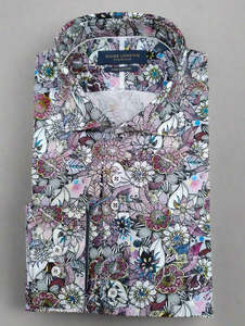 Guide London Purple & Pink Floral Long Sleeve Shirt